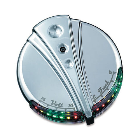 Kuryakyn 7281DECO LED FUEL & BATTERY GAUGE Fits Harley Davidsons 00-17 Softail; 88-94 FXR; 91-17 Dyna; 94-20 FLHR; 15-20 FLTR Freewheeler,FXRS,FXLR,FXRT,FXRDG,FXRP.