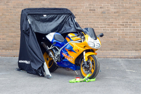 Armadillo Motorcycle Garage Shelter motorbike fold up collapsable - Large (345cm X 137cm X 190cm)