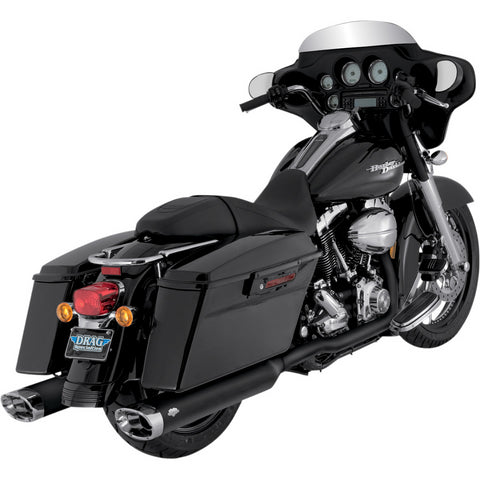 Harley Davidson Vance & Hines 46755 Monster Ovals Slip-On Mufflers Black & Chrome Tips Harley Touring 95-17 electra-glide street-glide road-king trike models