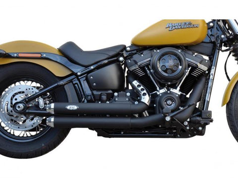 Top Chopp Short Exhaust System Polished Smith & Listen Endcap, Polished Hole Heatshield Black Coated