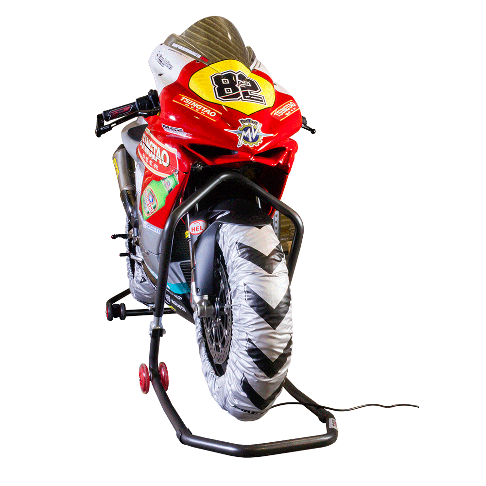 BikeTek Tyre Warmers Set (Front and Rear) for 120/70-17 Front and 160/60-17 Rear Tyres (UK 3 Pin Plug)