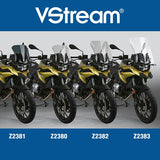 The BMW F750GS Windscreen V-stream Windshield ZTechnik Z2380 Light Tint Sport Screen is an aggressive-looking adventure sport screen, and gives the F750GS rider good wind protection without sacrificing the bike's cutting edge appearance. The Sport screen simply offers V-Stream function and maximum impact or scratch protection for that added piece of mind, whilst maintaining a close-to-original size and sporty look.