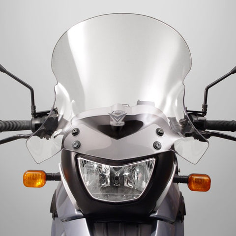 The BMW F650GS G650GS Single Windscreen V-stream Windshield Ztechnik Z2413 Clear Tall Touring Screen 09-11 offers improved comfort and performance by giving a maximum height and width increase, along with maximum impact or scratch protection for that added piece of mind. Ideal for tall riders. The unique cut and flair designed into the Z2413 VStream gives this screen a big advantage over stock. ZTechnik's Z2413 measures 5.00" taller and 4.50" wider. That's a big improvement.