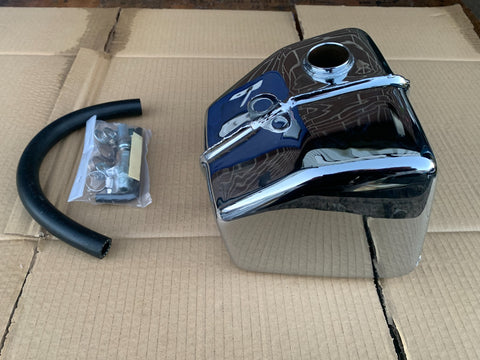 Harley Davidson FXR oil tank chrome custom style with side drain pipe exit option