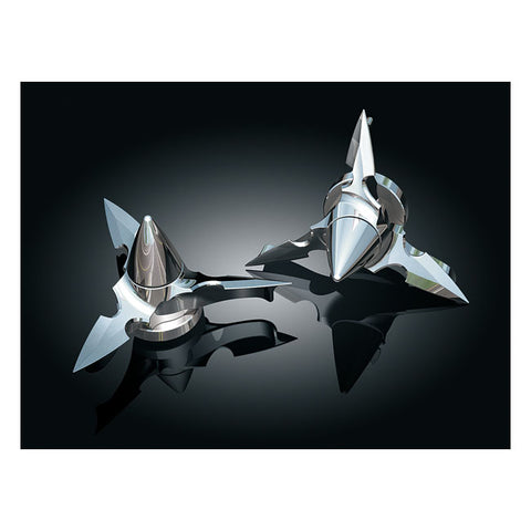 Harley Davidson chrome spun AXLE CAPS Kuryakyn 1232 SPUN BLADE SPINNING  Fits 3/4 axles  models Harley Davidson 84-06 SOFTAIL (EX SPRINGER, DEUCE), 80-99 FLT; 91-03 DYNA (39MM FORK); 93-05 FXDWG; 88-07 XL; 88-00 FXR; 80-06 FXWG(NU)