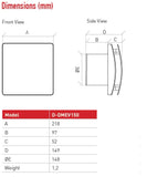 Quiet bathroom Extractor fan DOMUS 6 inch timer humidistat D-DMEV 150mm Kitchen