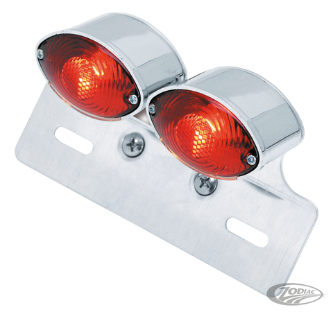 Universal Dual Mini Cat Eye Taillight With License Bracket