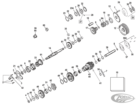 Transmission Gears & Shafts for 4-speed Big Twin