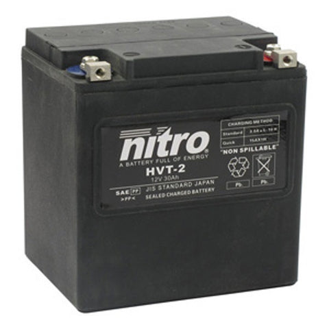 Nitro Motorcycle battery  sealed HVT02 (YIX30L) Harley 66010-97 (2)