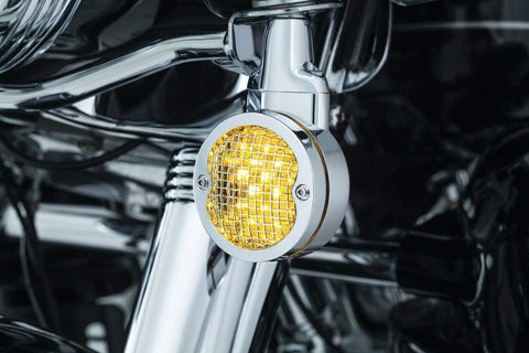 Kuryakyn 6513  Harley Davidson Chrome turn signal indicator  bezels trims 3D