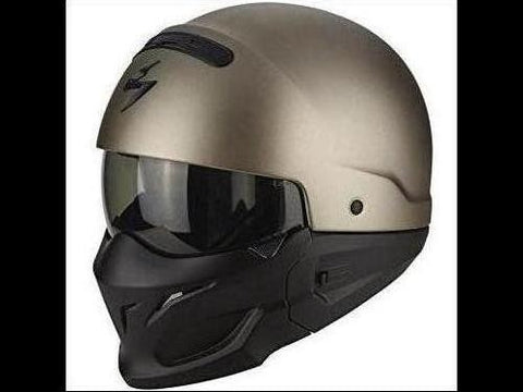 Scorpion EXO COMBAT modular Motorcycle crash Helmet, Titanium, Size M full or open face modern cool  skid lid