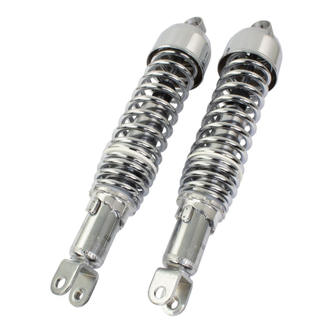 Bike It 365mm Eye To Fork Chrome Twin Shock Absorbers