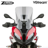 The BMW S1000XR Windscreen V-stream Windshield Ztechnik Z2393 Light Tint Sport Touring Screen 2020 offers improved comfort and performance by giving a significant height and width increase, along with maximum impact or scratch protection for that added piece of mind.   ZTechnik revolutionises windscreen performance with its VStream windshields. While creating a comfortable ride for the BMW sport touring rider, ZTechnik introduces quiet into the equation.