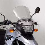The BMW F650GS G650GS Single Windscreen V-stream Windshield Ztechnik Z2412 Clear Sport Touring Screen 09-11 offers improved comfort and performance by giving a significant height and width increase, along with maximum impact or scratch protection for that added piece of mind.  This windshield is made from 4.5mm hardcoated Lexan FMR polycarbonate sheet. It resists everyday scuffs and wears 100x better than the stock shield. And as well, it is optically transparent.