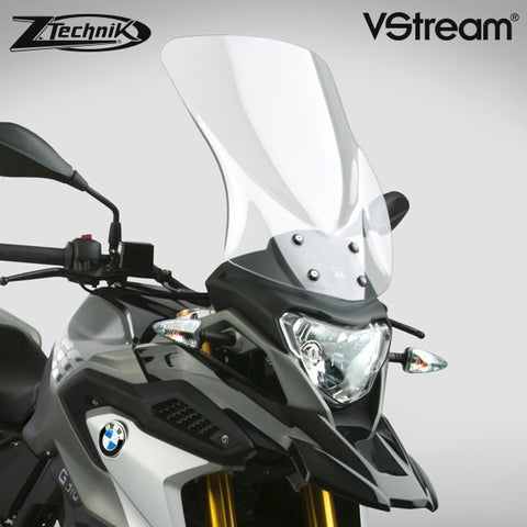 The BMW G310GS Windscreen V-stream Windshield Ztechnik Z2362 Clear Tall Touring Screen 2017 Up offers improved comfort and performance by giving a maximum height and width increase, along with maximum impact or scratch protection for that added piece of mind. Ideal for tall riders. State-of-the-art 4.5mm Quantum® hardcoated polycarbonate gives this VStream windscreen outstanding clarity and strength characteristics unmatched by any windshield maker worldwide.