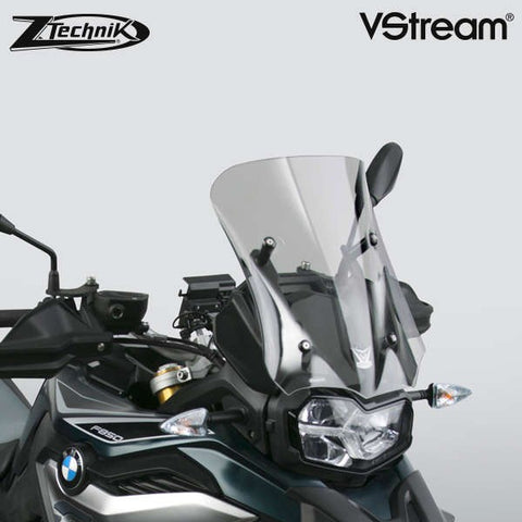 The BMW F850GS Windscreen V-stream Windshield ZTechnik Z2376 Light Tint Sport Screen 2019 Up is an aggressive-looking adventure sport screen, and gives the F850GS/Adventure rider good wind protection without sacrificing the bike's cutting edge appearance.  The advanced, patent pending "V" profile and three-dimensional contours of all VStream windshields create a calm and quiet air pocket for the rider. This improvement is notable for the passenger as well.