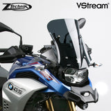 The BMW F850GS Windscreen V-stream Windshield ZTechnik Z2377 Dark Tint Sport Screen 2019 Up is an aggressive-looking adventure sport screen, and gives the F850GS/Adventure rider good wind protection without sacrificing the bike's cutting edge appearance. Z-Technik's hardcoated Polycarbonate windscreens are super strong - they are over 20x more resistant to scratches and cracks, and 200x more resistant to impacts than regular acrylic. 