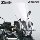 The BMW F850GS Windscreen V-stream Windshield ZTechnik Z2379 Clear Touring Screen 2019 Up is a full-sized touring screen for F850GS riders who take their bikes on long-distance tours. This windscreen provides excellent wind protection, even for taller riders. State-of-the-art 4.5mm Quantum® hardcoated polycarbonate gives this VStream windscreen outstanding clarity and strength characteristics unmatched by any windshield maker worldwide.