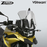 The BMW F750GS Windscreen V-stream Windshield ZTechnik Z2380 Light Tint Sport Screen is an aggressive-looking adventure sport screen, and gives the F750GS rider good wind protection without sacrificing the bike's cutting edge appearance. The Sport screen simply offers V-Stream function and maximum impact or scratch protection for that added piece of mind, whilst maintaining a close-to-original size and sporty look.