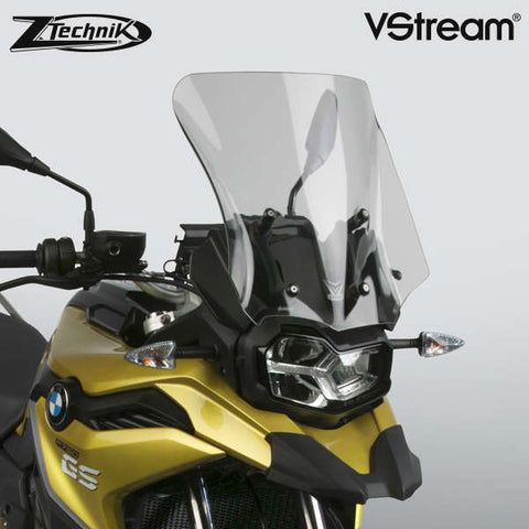 The BMW F750GS Windscreen V-stream Windshield ZTechnik Z2382 Dark Tint Sport Touring Screen 2019 Up is a generously-sized sport-touring screen, and will give most F750GS riders excellent wind protection while maintaining the bike's adventurous appearance. The Sport screen simply offers V-Stream function and maximum impact or scratch protection for that added piece of mind, whilst maintaining a close-to-original size and sporty look.